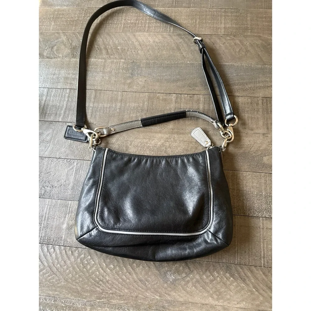 Coach B1393-F23084 Kristin Spectator Hobo Black White Convertible Y2K - Picture 8 of 10